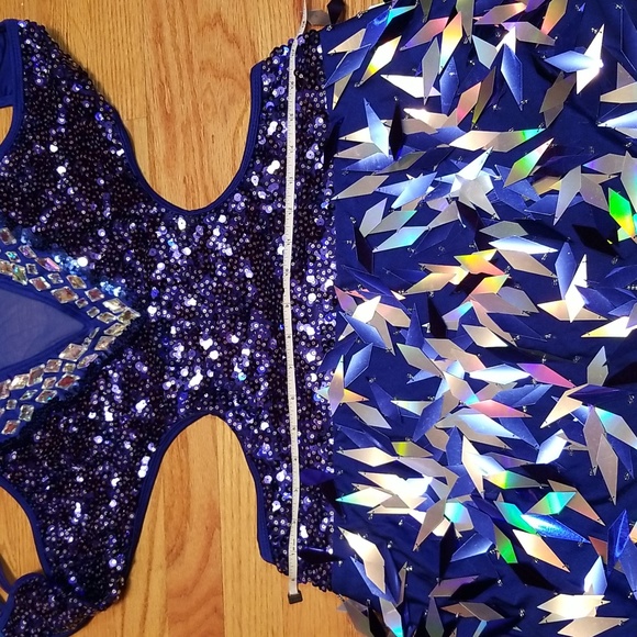 Glamour Royal blue Jazz Dance Costume - Picture 12 of 14
